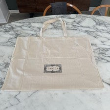 Auténtico Bolso de Mano de Compras Gucci de Lona de Algodón Doble Cara con Logo Extra Grande Nuevo