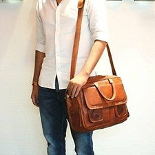 Bandolera de cuero genuino para mujer Bolso de hombro de mensajero clásico he...