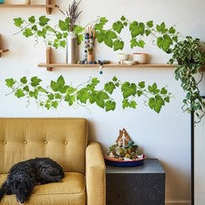Pegatina de pared PVC diseño de vid floral verde para decoración de interiores desmontable del hogar