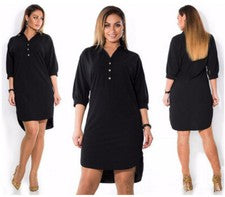 Sexy Camisa Vestido Para Mujer Solapa Dividida Irregular Talla Grande Moda Callejera Informal