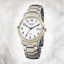 Regent Reloj De Hombre F-777 Reloj De Cuarzo Pulsera Dorado Plateado URF777