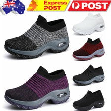 Women Sport Sneakers Air Cushion Slip on Walking Jogging Running Sock Shoes