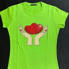 Moda Mujer Camiseta Dos Corazones Verde Neón, Todas las Tallas Diferentes Colores