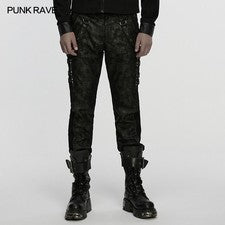 Punk Rave Hombres Negro Gótico Punk Moteado Estampado Pantalones Ajustados Informales Pantalones