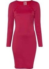Neu Kleid mit Ausschnitten Gr. 36/38 Magenta Langarm Kurzes-Dress Freizeitkleid