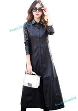 Mujeres Piel de Cordero Negro Vestido Largo Diseñador Elegante Fiesta Calce Moda Ropa
