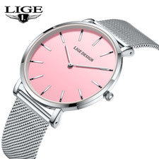 LIGE Reloj Mujer Reloj Cuarzo Malla Delgado Impermeable Lujo Relojes Mujer