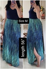 Maxi vestido de verano de moda para mujer sin mangas cuello redondo abertura lateral azul marino talla M