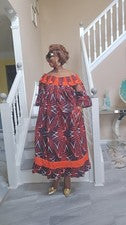 Vestido de sol de mujer africana con un precioso cuello talla 08,10,12,14