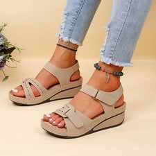 Sandalias de cuña ortopédicas de verano para mujer para caminar con tira trasera zapatos informales planos talla
