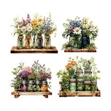 Calcomanía adhesiva de pared de plantas colgantes 4 piezas coloridas para decoración del hogar