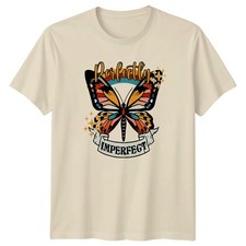 Camiseta para mujer Perfectly Imperfect estilo vintage mariposa regalo para ella