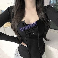 Mujeres Sexy Sexy Cuello Redondo Mangas Largas Camiseta Calce Ajustado Blusa Moda Prendas para el torso