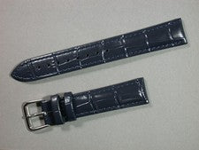 Correa de reloj de cuero genuino D-azul cocodrilo 18 mm de ancho hebilla de acero inoxidable 1418