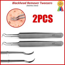 2 piezas Pinzas Curvas Removedor de Espinillas Extractor de Espinillas Herramienta para Manchas de Acné