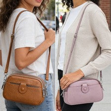 Mini Bandolera de Cuero Genuino para Damas Bolso de Hombro Cartera para Teléfono para Mujer