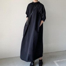 Maxi Vestido Japonés Para Mujer Estilo Yamamoto Diseño Suelto Bolsillo Informal Talla Grande