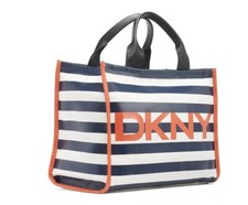 Bolso Bandolera DKNY Emilee Mujer Lona Rayas Mediano en Blanco Marino