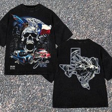 Camiseta estilo rap vintage años 90 - Camisa lavada gráfica Screuston TX, losa retro Houston