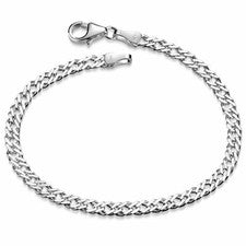 Pulsera mujer Materia cadena blindada gemela plata 925 cadena blindada 3,9 mm ancho