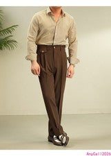 Pantalones de vestir rectos resistentes a las arrugas para hombre versátiles pantalones informales de moda