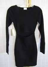 Nuevo con etiquetas Vestido Wilfred Free Negro Acanalado Tejido Corte Manga Larga Para Mujer Talla S