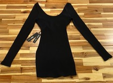 Mini Vestido FashionNova Para Mujer Negro Manga Larga Marley Arrancado Talla Mediana Nuevo con Etiquetas