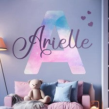 Decoración de pared de múltiples fuentes | Nombre personalizado e inicial I bebé niña I calcomanía de pared para guarder