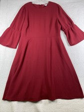 "Nuevo con etiquetas Vestido para mujer J. Jill Borgoña Rubí Manga Larga, Talla 14"