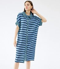 2024SS Moda Otoño Plisado Vestido Para Mujer Suelto e Informal Vestido Largo Medio