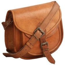 Bolso de hombro de cuero marrón genuino rico vintage para mujer