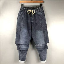Moda Para Hombres Denim Harén Pantalones Sueltos Ajustados Jeans Retro Informales Pantalones Primavera