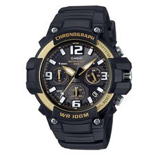 CASIO MCW-100H-9A2 Negro Oro Cronógrafo 100M Reloj Hombre Japón Nuevo