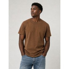 NUEVA Camiseta American Giant Para Hombres Pequeña Marrón Manga Corta Corte Redondo EE. UU. Básicos