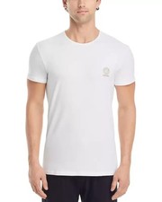 Camiseta Versace Mezcla Algodón Para Hombre 5/L Blanca Cuello Redondo Mangas Cortas Pullover Estilo