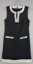 Tommy Hilfiger Mujer 6 Negro Blanco Mod Borde en Contraste Cremallera Vestido de Negocios