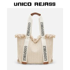 Bolso de Playa de Moda Tejido de Paja para Mujer Bolso de Cesta de Verano Nuevo Estilo Accesorio