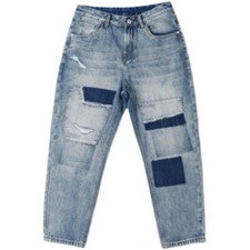 Pantalones de mezclilla rectos sueltos con agujeros rasgados 2024 de moda para hombre Pantalones informales