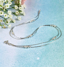 PARLA TOBILLERA 925 Plata de Ley Doble Cadena Tobillo Pulsera Boda Dama de honor