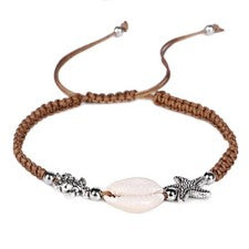 Mujeres Boho Shell Charm Pulsera Natural Tobillera Concha Marina Tobillo Pie Cuerda Joyería