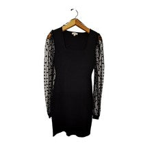 Vestido mini ceñido al cuerpo negro transparente ee:Some para mujer talla M negro a lunares caprichoso
