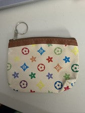 Bolso para monedas beige de lujo diseñado multicolor floral con cremallera