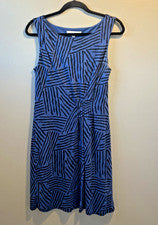 Vestido Vaina Ann Taylor Loft Sin Mangas Tejido Para Mujer S Azul Estampado Forrado Nuevo
