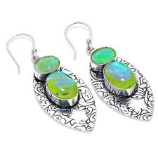 Pendiente de joyería de plata esterlina 925 hecho a mano con piedras preciosa...