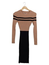 Vestido de punto para mujer Anna Field manga larga rayas colorblock XS camel/negro