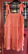 Mini Vestido Para Mujer Very J Coral Naranja Ojales En Niveles Sin Mangas Correa Talla S Nuevo con Etiquetas