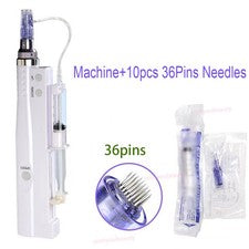 Micro bolígrafo portátil para cuidado facial juego de 10 piezas de puntas de aguja reemplazables de 36 pines