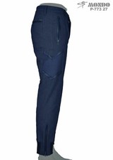 Mondo Hombre Moda Italiana Cremallera Azul Marino Pantalones Diseño Patrón e Fondo Elástico