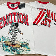 Nueva Camiseta Mixta Estampado de Emociones Manga Corta Estilo Street Rock Para Hombre Algodón Puro