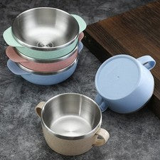 Práctica olla de cuenco olla azul acero inoxidable verde mango caqui seguridad